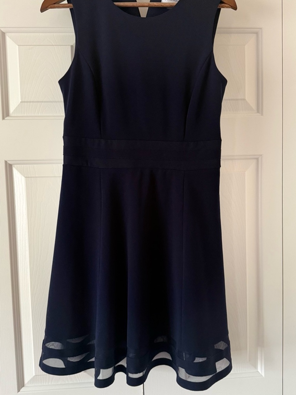 Calvin Klein‎ Women's Navy Blue Dress with Sheer Bottom In A Size 10p Pre-Owned